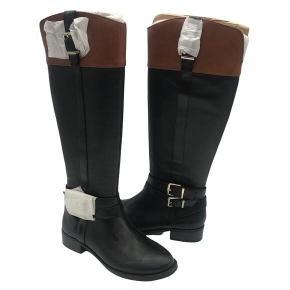 INC International Concepts Womens FrankII Riding Boots Black Leather Zip 6 M - Picture 2 of 8